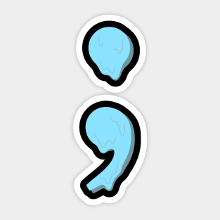 dripping/melting semicolon in pastel blue Sticker